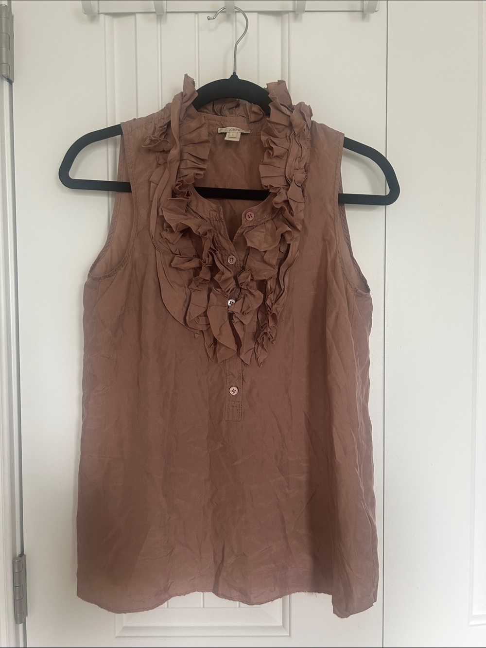 J. Crew Brown Ruffle-Trim Sleeveless Camisole